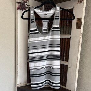 New Balance Black, Gray & White Striped Racerback Tank